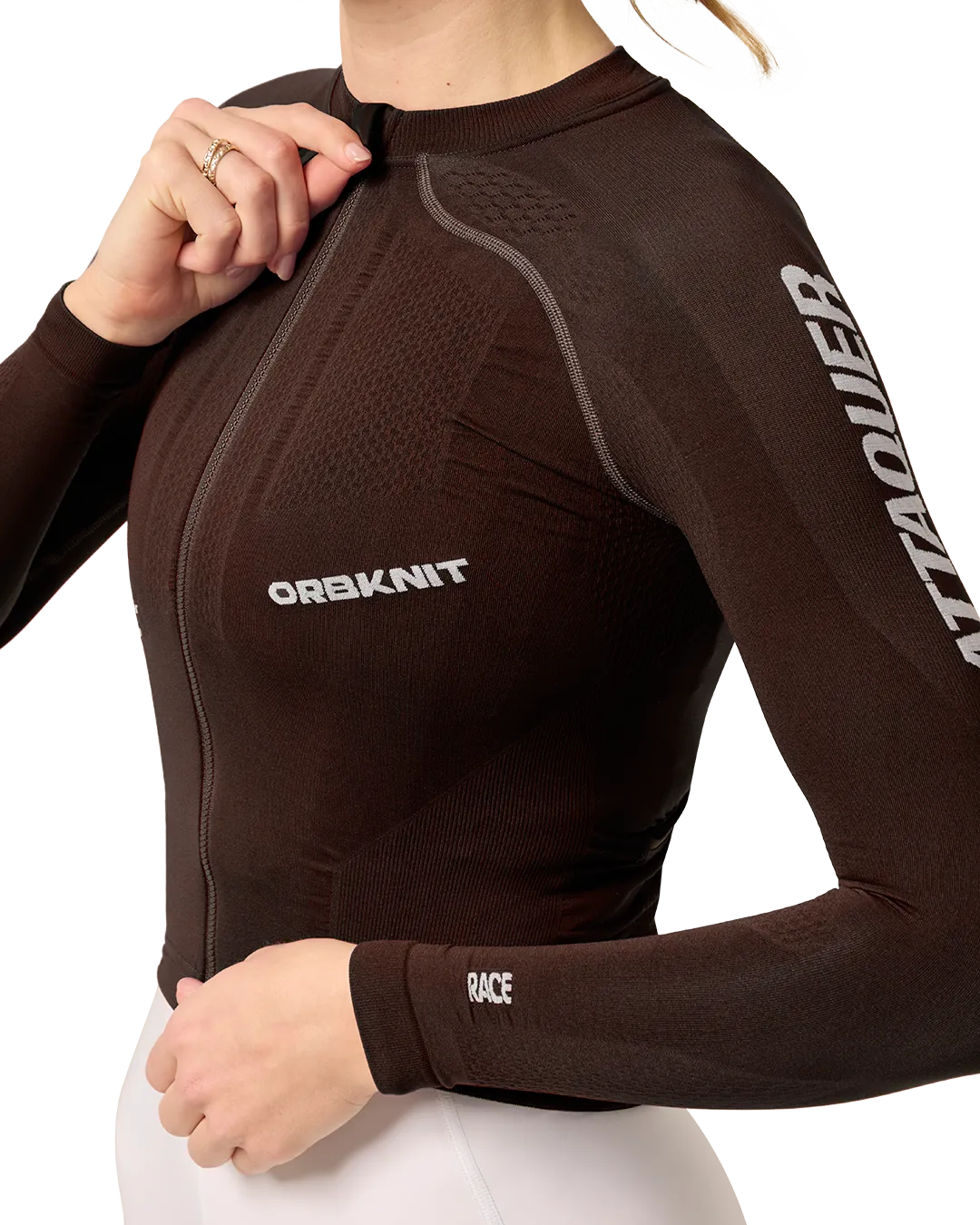 OrbKnit™️ Womens Race Jersey Long Sleeve Brown - Image 6