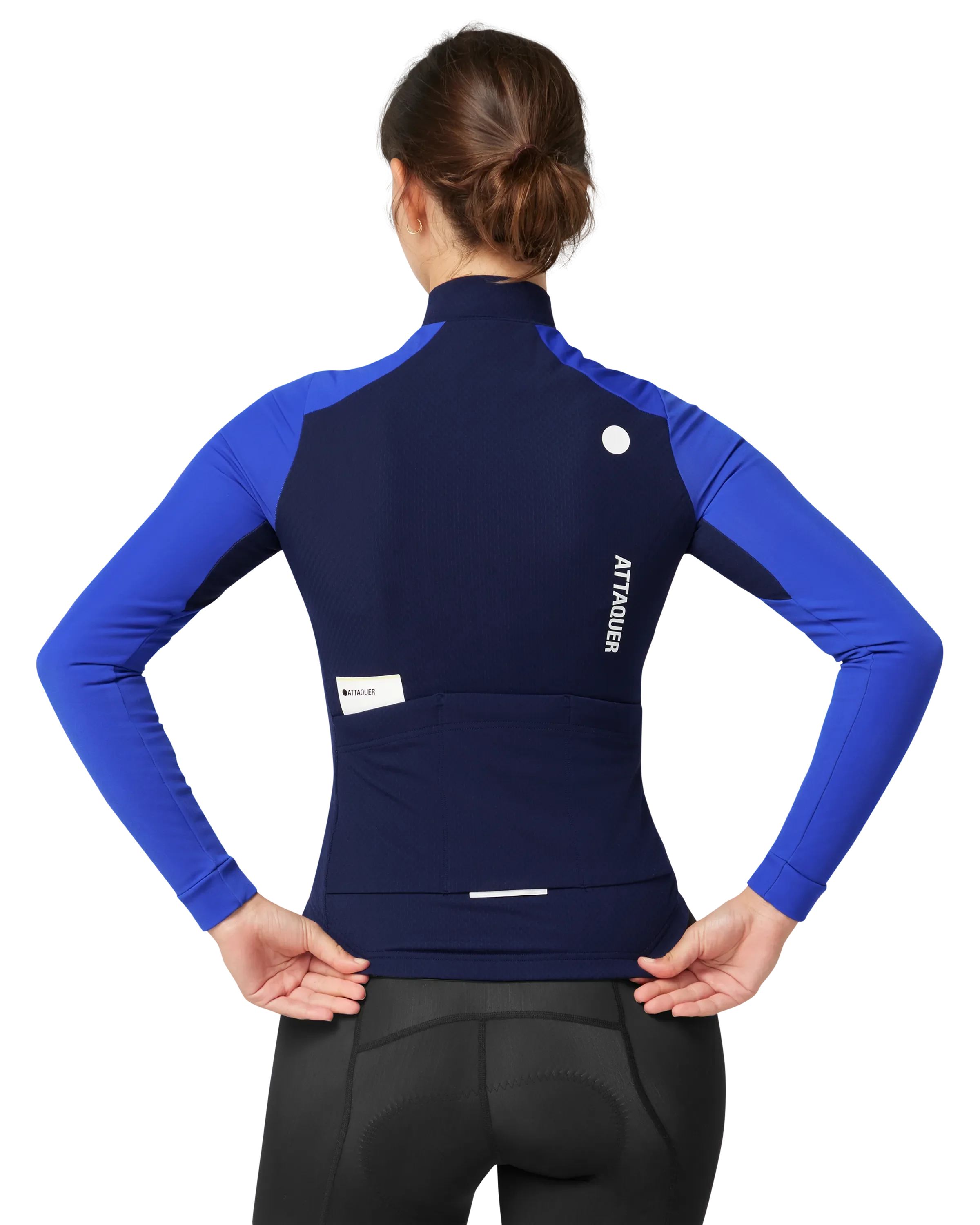 Womens All Day Winter Long Sleeved Jersey Navy/Fluro - Image 3